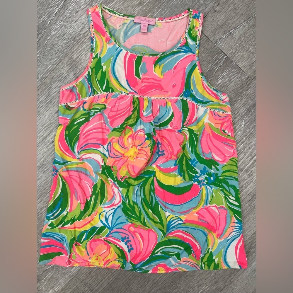 Lilly Pulitzer Womens XXS Pink and Blue Patterned Top